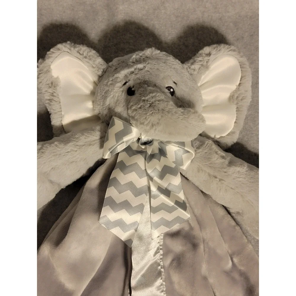 Bearington Baby Lil Spout  Gray Elephant Plush Security Blanket Lovey